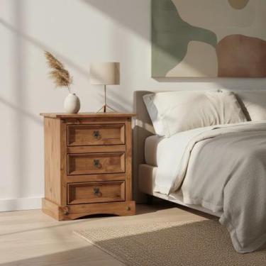 Imagem de Mesa De Cabeceira 3 Gavetas Madeira Maciça - stox, Carvalho