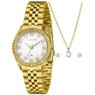 Imagem de Kit Relógio Feminino Lince Dourado LRGM063L36 K0J4B2KX