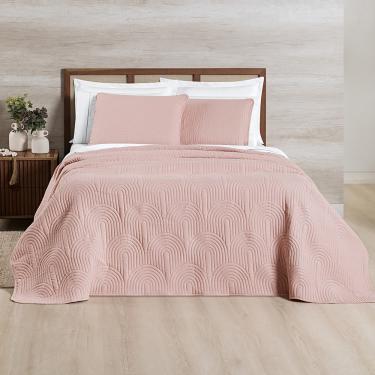 Imagem de Cobre Leito Arcos 200 Fios King 03 Peças 100% Poliéster - Sal Rosa