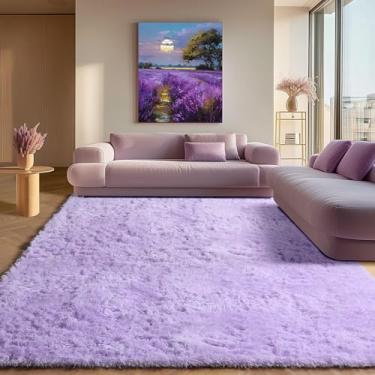 Imagem de ONASAR Tapetes roxos para sala de estar, quarto, 12 x 20 cm, lavável e fofo, tapete macio de pelúcia para ambientes internos para berçário, crianças, meninas, adolescentes, dormitório, casa