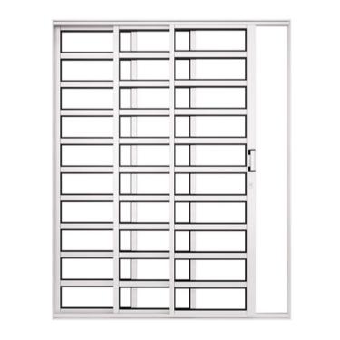 Imagem de Porta Correr 3 Folhas Horizontal Aluminio Branco 160X215 Direita Premium