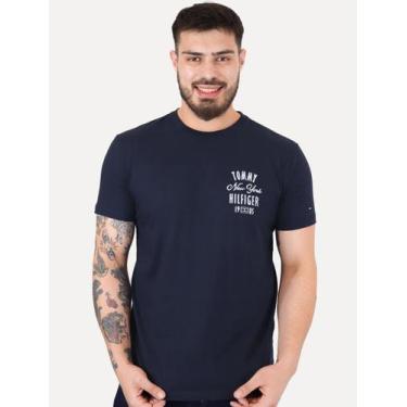 Imagem de Camiseta Tommy Hilfiger Masculina Inverse Climate Tee Logo Azul Marinh