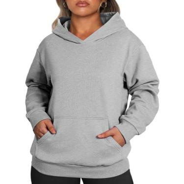 Imagem de Moletom feminino Eytino, tamanho grande, manga comprida, cinza
