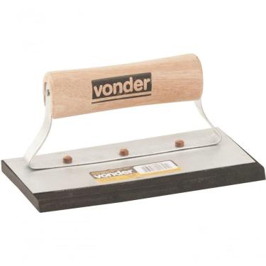 Imagem de Desempenadeira Aço Lisa 9,5x18cm Cabo Madeira Fechado Com Bo