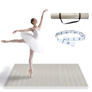 Imagem de Tapete de pista de dança antiderrapante com alça de ombro portátil e faixa de resistência à dança, pista de dança para balé, jazz, tapete reutilizável de PVC grosso pop (cor de madeira natural clara