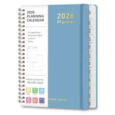 Imagem de Agenda 2026 – Agenda semanal e mensal com encadernação espiral, janeiro de 2026 a dezembro de 2026, capa dura 2026, agenda agenda com abas, bolso interno, perfeita para escritório, casa, material