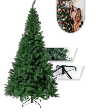 Imagem de Árvore de Natal Pinheiro Artificial Luxo, 210cm de Altura, 1080 Galhos, Base Dobrável em Metal, Verde