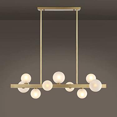 Imagem de BAZHIMAO Luminária pendente de latão escovado dourado para pendurar em globo de vidro, luminárias lineares de meados do século, lâmpada pendente de teto, sala de estar, sala de jantar, cozinha
