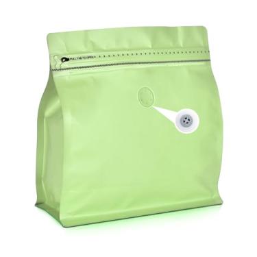 Imagem de 50 sacos de café de 227 g com válvula, sacos de embalagem de grãos de café ventilados de 1/2 kg, folha de alumínio de alta barreira, fundo plano, selado a calor, zíper lateral, saco de armazenamento
