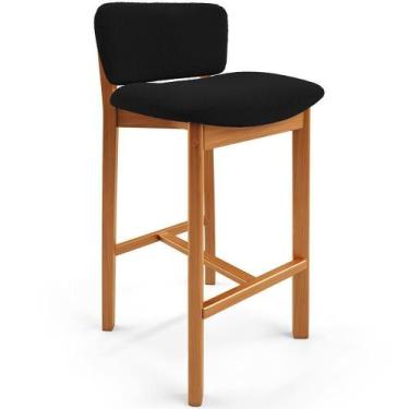 Imagem de Banqueta Alta Para Cozinha Sala De Jantar Bar Dara L02 Bouclê Preto- L