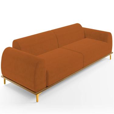 Imagem de Sofá 03 Lugares Para Sala de Estar Kiev 230 cm D02 Veludo Telha C-262 - Lyam Decor