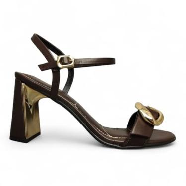 Imagem de Sandália Feminina Ramarim De Salto Dourado Elegante 2522201