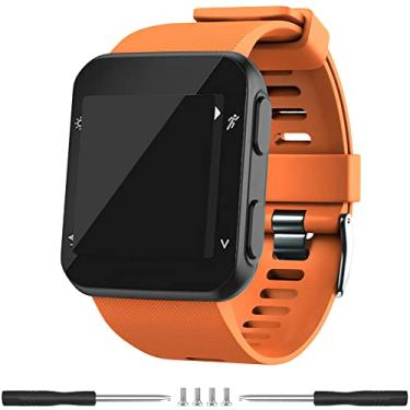 Imagem de Meifox Compatível com pulseira Garmin Forerunner 35, pulseiras de substituição de silicone Solf para relógio Garmin Forerunner 35 (laranja)