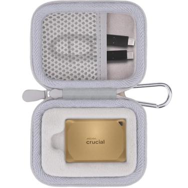 Imagem de Aenllosi Capa rígida Crucial X10 Pro / X10 / X9 / X9 Pro 1TB/2TB/4TB/8TB SSD portátil, unidade de estado sólido externo USB 3.2 e organizador de cabos USB, dourado (apenas capa)
