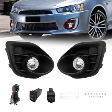 Imagem de Faróis de neblina compatíveis com Mitsubishi Lancer 2016 2017, 1 par de faróis de neblina dianteiros com chicote de fiação e interruptor - lente transparente