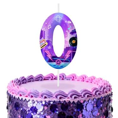 Imagem de Velas de aniversário número 0 roxas escuras, topos de bolo com tema de desenho animado para decoração de bolo para meninos e meninas, decorações de aniversário, suprimentos de festa, velas numéricas