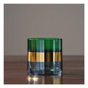 Imagem de Vaso de flores gradiente verde esmeralda vaso de vidro casa sala de estar mesa de centro escritório decoração vaso hidropônico reto jardim decoração de casa vasos de flores (tamanho: A)