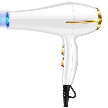 Imagem de Secador de Cabelo Profissional 220V 127V 110V 5 Níveis Ar quente e frio Turbo Alta Potência Rápido Secage Íons Negativo(Branco(T33)-127V)