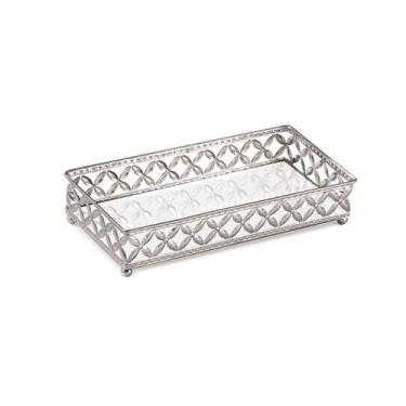 Imagem de Bandeja Espelhada Prata em Metal Decoração P Mart