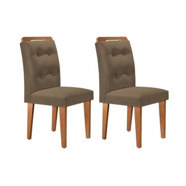 Imagem de Kit 2 Cadeiras De Cozinha Imperatriz 2 Un Madeira Capuccino Suede Capuccino Rufato
