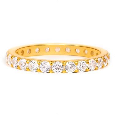 Imagem de STORYJEWELLERY Aliança banhada a ouro 18K para mulheres, anéis de casamento empilháveis para mulheres, anéis de casamento para viagens 2,25 mm 1,8 mm 1,4 mm, anel de noivado de zircônia cúbica banhado