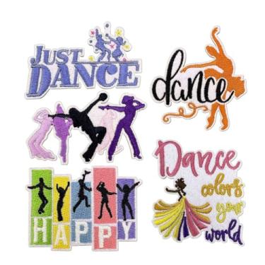 Imagem de 5 peças de adesivos Just Dance, Dance Colors Your World Happy Days bordados, costurados, costurados, para chapéu, roupas, jeans, bolsas