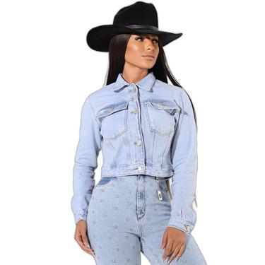 Imagem de JAQUETA JEANS CROPPED FEMININA BÁSICA 23552-Feminino