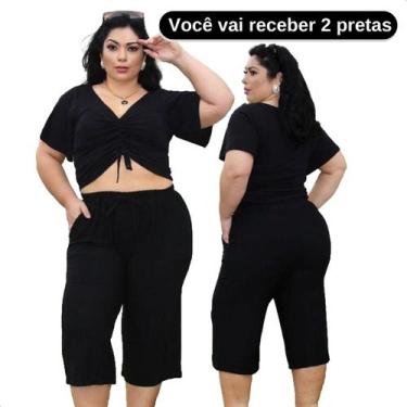 Imagem de Kit Com 2 Calça Plus Size Pantacur Feminina Malha Viscolycra - Generic