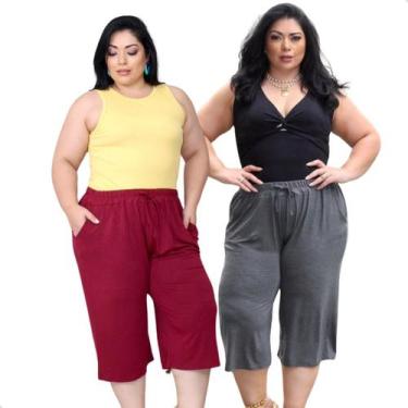 Imagem de Kit Com 2 Calça Plus Size Pantacur Feminina Malha Viscolycra - Generic