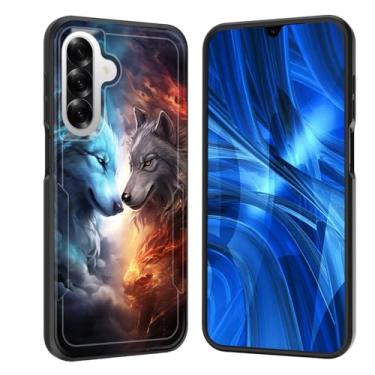 Imagem de JHYYTUJTYP Capa para Galaxy A17 5G, [Teste de queda de grau militar] Capa protetora resistente à prova de choque resistente para Samsung Galaxy A17 5G 6,7 polegadas 2025, duas galáxias de lobo