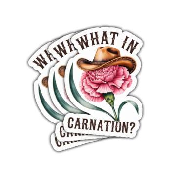 Imagem de Adesivo de 3 peças What in Carnation Funny Floral Cowboy Gift for Friends Coworker What in Cravo Tarnation Adesivos Western Cowboy Cravos Flor Carro Decalque para Laptop Garrafa de Água Caixa de