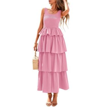 Imagem de Vestido feminino PRETTYGARDEN 2025, verão, sem mangas, rosa midi