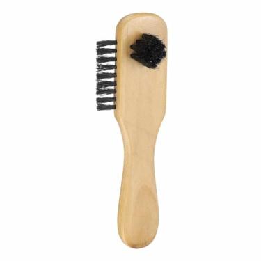 Imagem de HARFINGTON Escova de limpeza de sapatos, 5 x 5 cm, madeira de faia, cabo longo, escovas de polimento de botas de plástico, para sapatos de couro, botas, limpador de pano, madeira preta