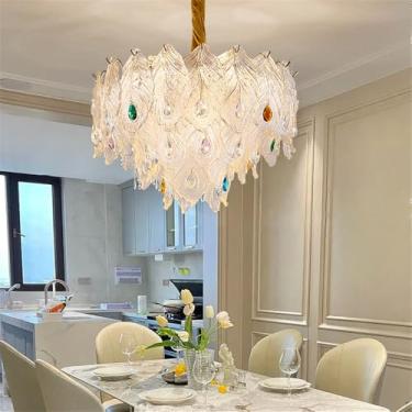 Imagem de Luminária pendente contemporânea de cristal LED, elegante e luxuosa, dourada, para sala de estar, restaurante, quarto, villa, hotel, duplex, escada (C D40CM)