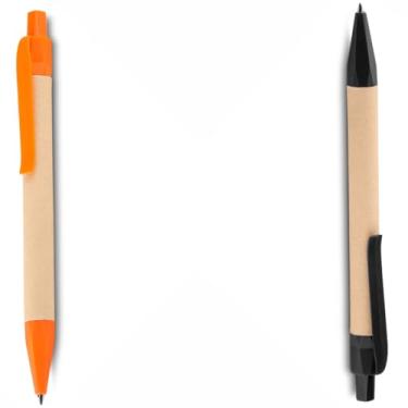 Imagem de Kit Caneta Ecológica em Papel Reciclado com Detalhes em PLA Biodegradável (- Kit 2 Laranja e Preto)