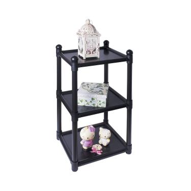 Imagem de Estante de Plástico Multiuso São Bernardo Empilhável com 3 Prateleiras Preta 35x31x79,5cm