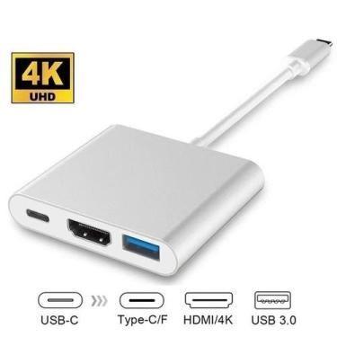 Imagem de Adaptador Hub Tipo-C 3 em 1 para HDMI, USB 3.0 Conversor 4K - Keedi