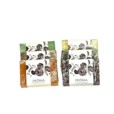 Imagem de kit com 6 Sabonetes Naturais Glicerinados 120g Peônia com Prata