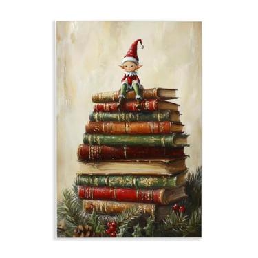 Imagem de Stupell Industries Christmas Elf Bookstack Wall Plaque Art, design by Petal Prints Design, 15 x 10