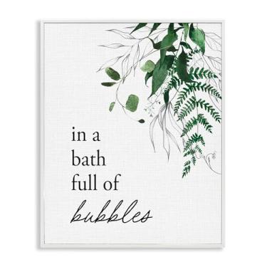 Imagem de Stupell Industries Arte giclée emoldurada branca para banho de espuma com folhagem floresta, design por Lettered and Lined, 50 x 40 cm