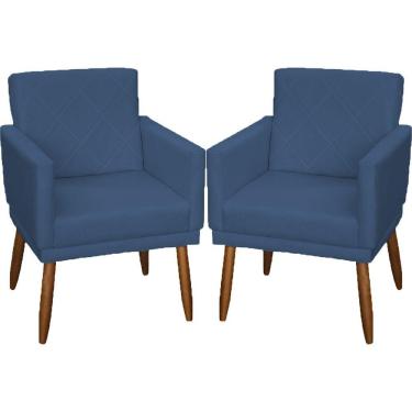 Imagem de Kit 2 Poltronas Decorativa Para Sala Recepção Beatriz Suede Cores Pé Palito Castanho