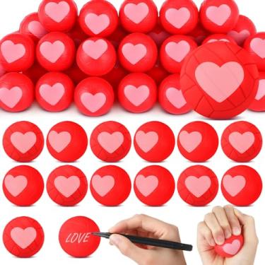 Imagem de Soulchen 48 peças mini bola de vôlei de estresse para o dia dos namorados 1,57 acessórios de vôlei de coração de espuma, alívio de aperto, bolas esportivas, brinquedos de emoção para dia dos namorados
