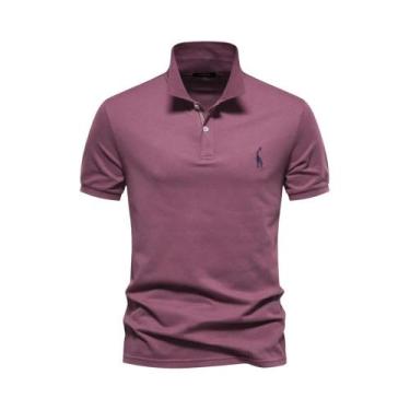 Imagem de Camisas Polo Masculinas de Algodão - Manga Curta, Sólida - Marca Aiope