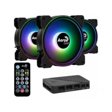 Imagem de Kit 3 Coolers Aerocool Saturn 12 Pro Argb + Hub + Controle