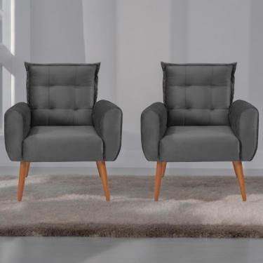Imagem de Jogo De Poltronas Decorativas Emma Veludo Cinza