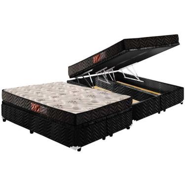 Imagem de Cama Box Baú Queen: Colchão Espuma D45 Paropas Pasquale + Base CRC Suede Black(158x198)