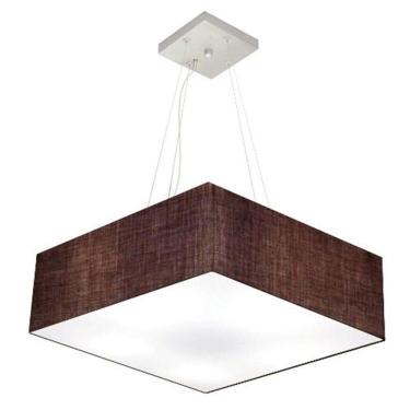 Imagem de Lustre Pendente Quadrado Vivare Md-4032 Cúpula Em Tecido 15/50x50cm - Bivolt Café 127/220v