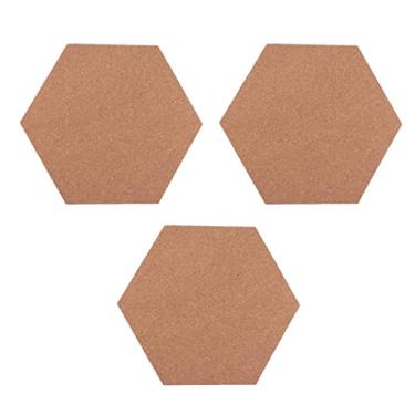 Imagem de barenx 3 conjuntos de folhas hexagonais de cortiça autoadesivas para parede de fotos DIY tapete porta-copos artesanato