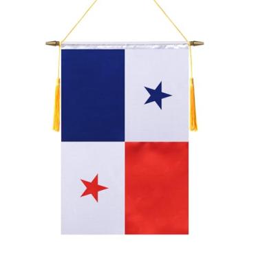 Imagem de TMHTMH Bandeira de parede do Panamá de 45,7 x 30,5 cm, poste de madeira e acabamento acetinado duplo, bandeira panamenha pendurada, para sala de casa, sala de aula escolar, clube e porta