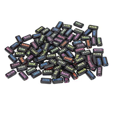 Imagem de GLOGLOW 100 Peças de Contas de Alfabeto, Contas de Frases Coloridas, de Letras, Kit de Fabricação de Pulseiras de Amizade Com Furo Perfurado para Fazer Joias, Atividades de Ensino